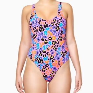 NWT Happy Socks Pink Leopard Print Swimsuit Size Small
